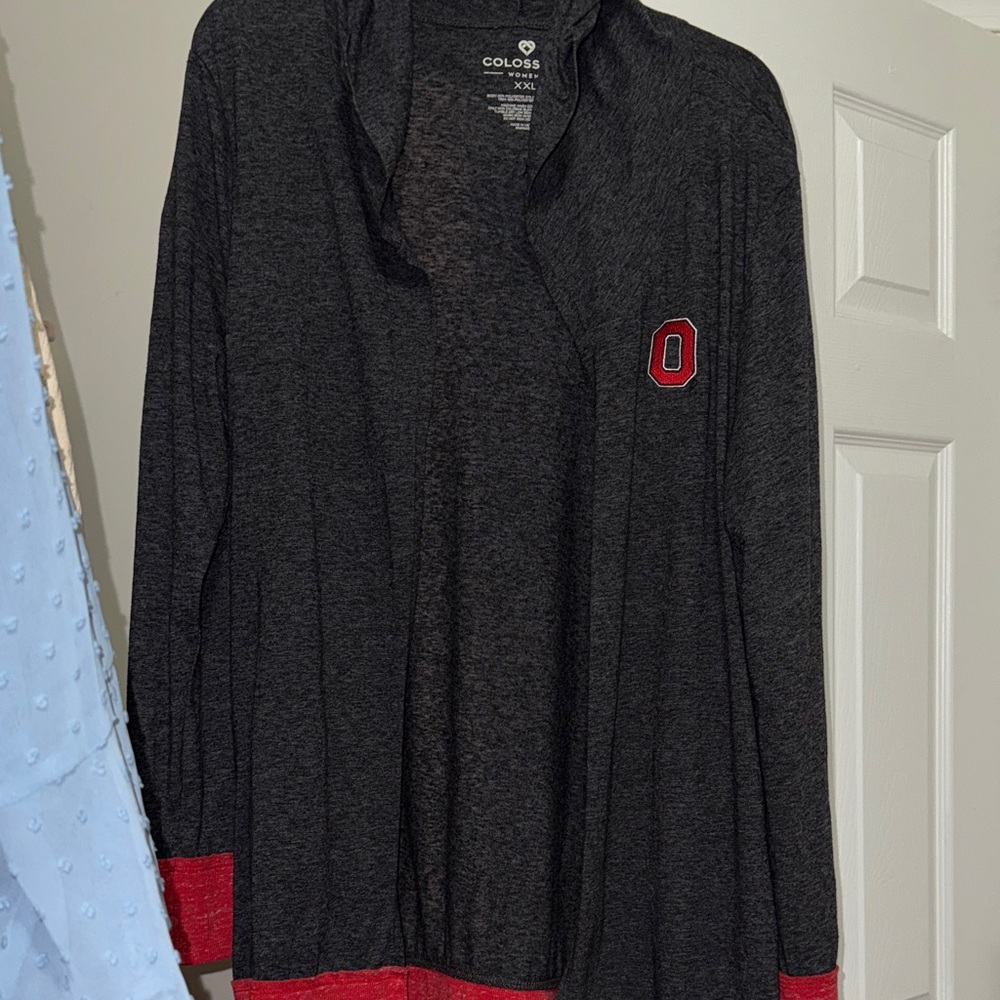 Ohio State Colosseum Women's Dark Gray and Red Cardigan XXL